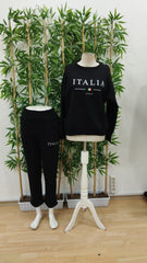 Kadın Uzun Kollu Bisiklet Yaka şardonlu üç Iplik Bluz Ve Pantolon Ikili Takım