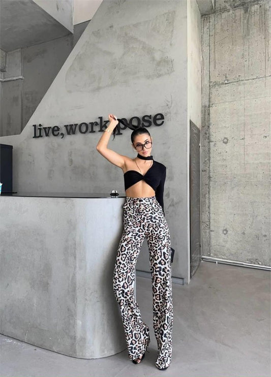 LEOPAR PALAZZO PANTOLON - Bej