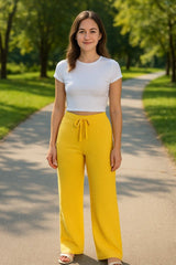 Kadın Beli Lastikli Pol Paça Pantolon