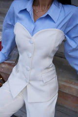 Saten Detaylı Büstiyer Pantolon Takım 10024