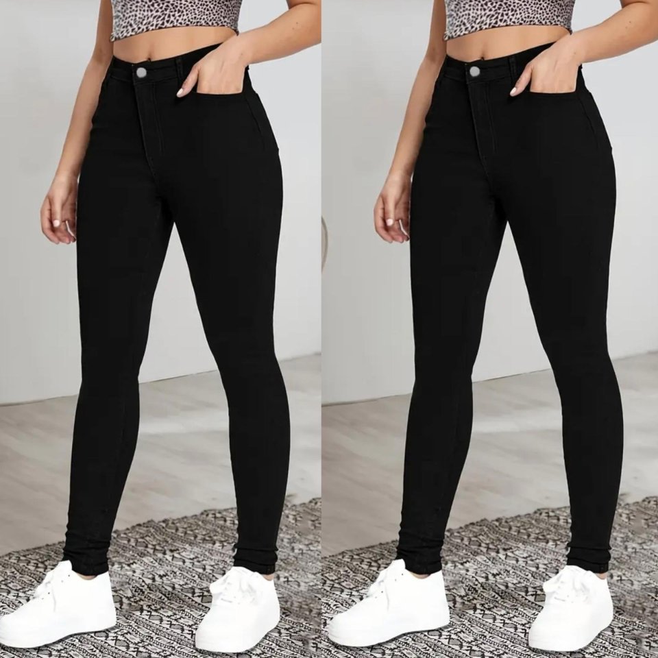 Kadın Yüksek Bel Dar Paça Likralı Pantolon