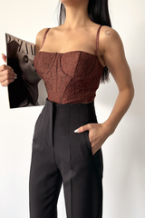 PANTOLON PENSLİ ATLAS KUMAŞ - Siyah