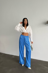 JAKAR SATEN PANTOLON - Mavi