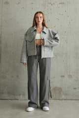 Siyah Önden Fermuarlı Pantolon