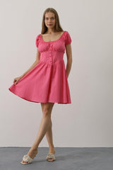 Beli Korseli Mini Elbise - Beyaz