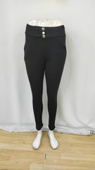 Kadın Yüksek Bel Cepli Düğmeli şardonlu Dalgıç Tayt Pantolon