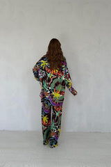 Yeşil Dijital Desenli Gömlek Ve Pantolon Takım