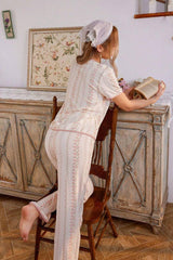 Çok Renkli Fransız Esintili Zarif Pijama Takımı 7325