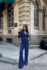 ÇİZGİLİ BLUZ  - PANTOLON TAKIM - Siyah