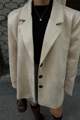 SÜET BLAZER CEKET 3 DÜĞME - Siyah