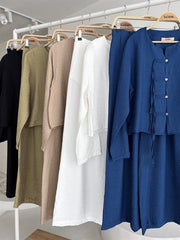 Önü İnce Kordon Detaylı Ve Double Paça Pantolonlu Takım 10180