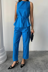 KETEN BLUZ - PANTOLON TAKIM MASSİMO MODEL  SCREAT KUMAŞ - Saks