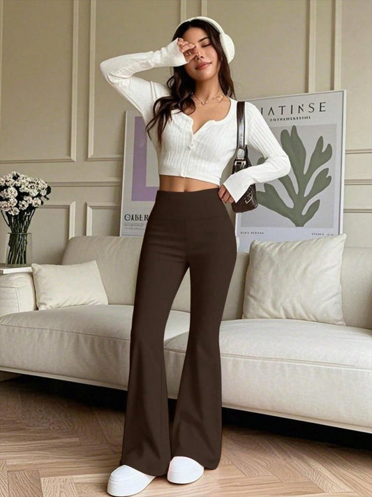 Kadın Yüksek Bel Ispanyol Paçalı Pantolon Tayt