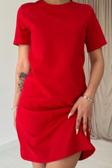 Mavi Kısa Kol Atlas Mini Elbise