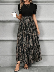 Kadın Kısa Kollu Bisiklet Yaka üst Ithal Krep Alt Süprem Maksi Boy Elbise