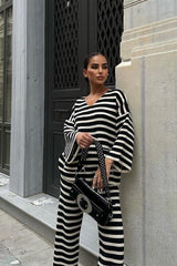 Candy Çizgili Straight Fit Pantolon Takım 9705-015