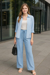 Kadın Beli Lastikli Pol Paça Pantolon