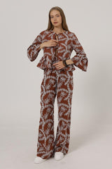 İşlemeli Oversize Pantolon - Beyaz