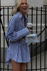 Kadın Gömlek -elbise çizgili Desen