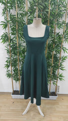 Kadın Askılı Kare Yakalı Midi Ithal Krep Elbise