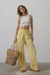 Beli Bağlamalı Brode Pantolon - Saks