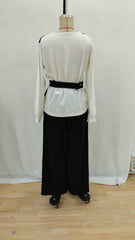 Kadın Uzun Kollu Açık Yakalı çift Renkli Kemerli Ithal Krep Ikili Takım