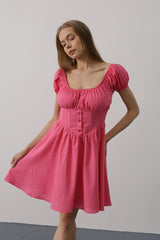 Beli Korseli Mini Elbise - Beyaz