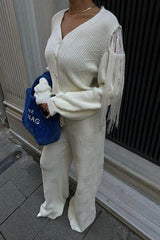 Püskül Detaylı Hırka Pantolon Triko Takım 9967