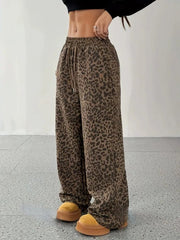 Kadın Yüksek Bel Lastikli Bağcıklı Geniş Kesim Iki Iplik Pantolon