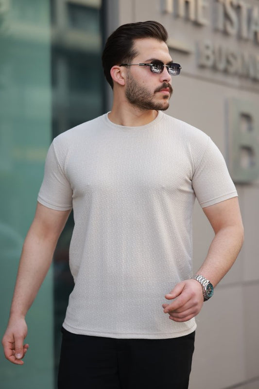 Erkek Kısa Kollu Zigzag Desenli T-shirt