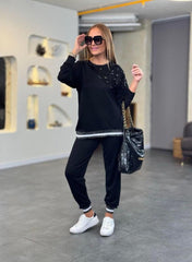 Kadın Modal Kumaş Payetli Sim Ve Ribanalı Detay Ikili Takım