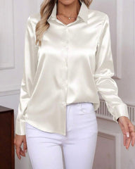 Kadın Uzun Kollu Saten Gömlek
