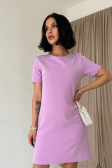 Mavi Kısa Kol Atlas Mini Elbise