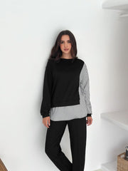 Kadın Gömlek Detay çizgili Yandan Bağlamalı Ikili Takım