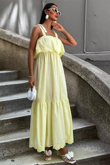 Etek Ucu Brode Nakışlı Boyundan Bağlamalı Elbise 2881