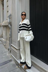 Cerly Çizlili Triko Pantolon Kazak Takım 9977