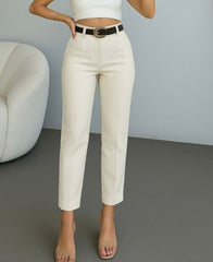 Kadın Yüksek Bel Gipe Detay Dar Paça Kısa Pantolon